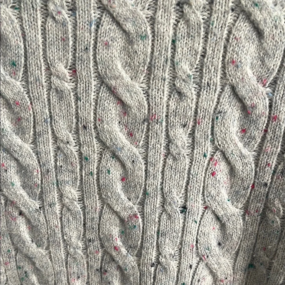 Talbots Gray Classic Cable Knit Crew Neck Sweater - Picture 3 of 7